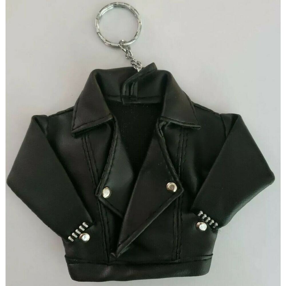 Vintage Black Biker Jacket Keychain Vending Prize Charm Toy NOS Lot of 2 (286)